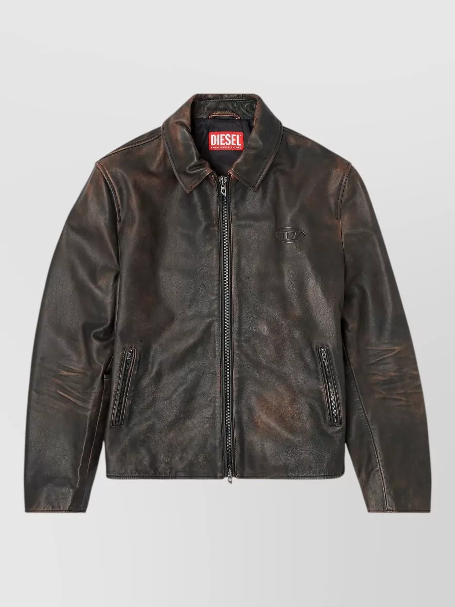 Diesel leather vintage-effect jacket
