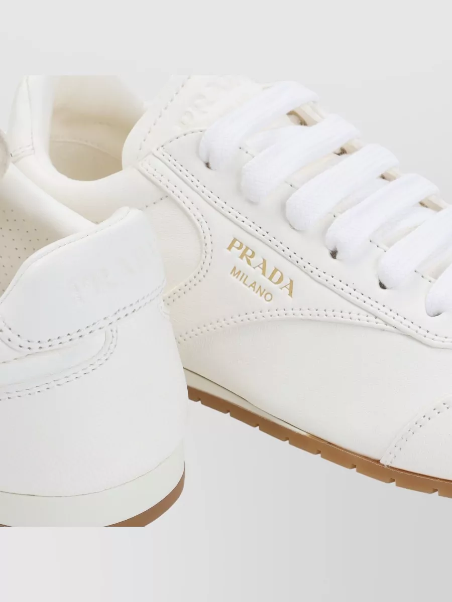 Prada Low Top Sneakers Round Toe Rubber Sole