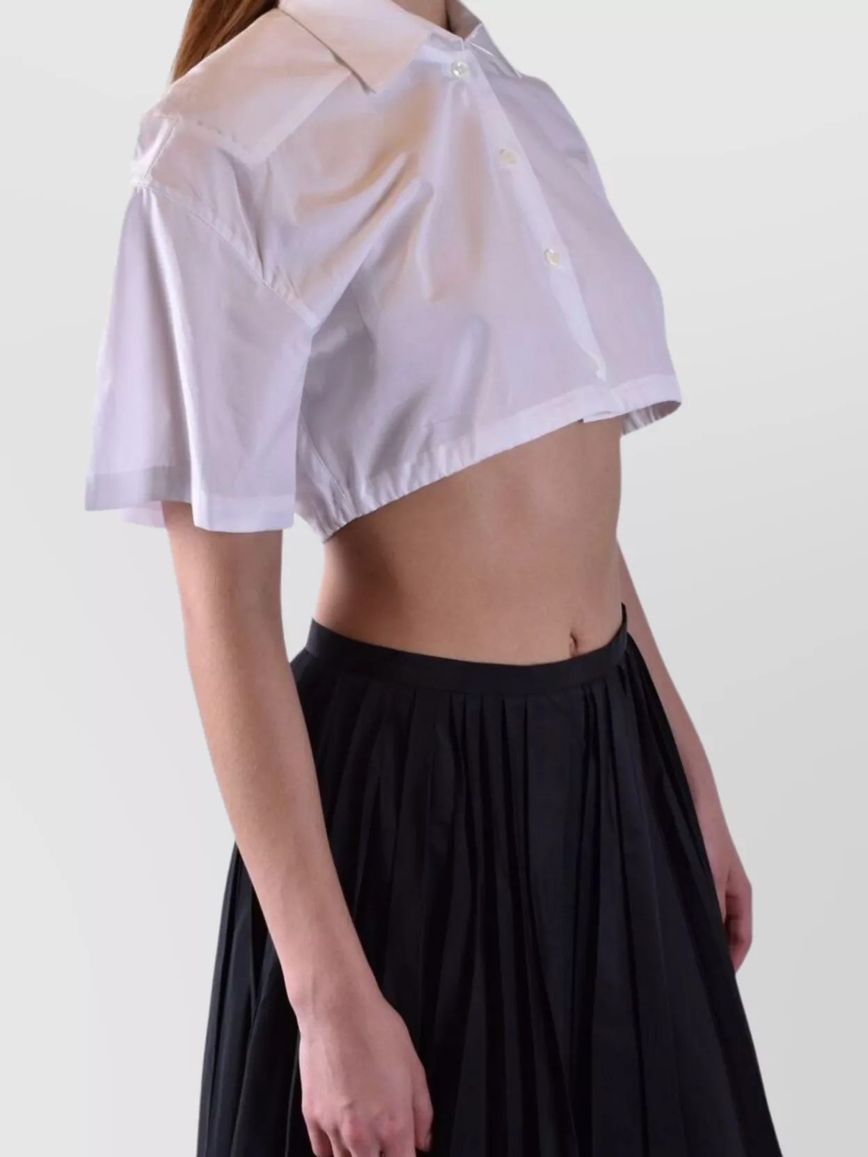 Laneus Cropped Collared Shirts Open Back