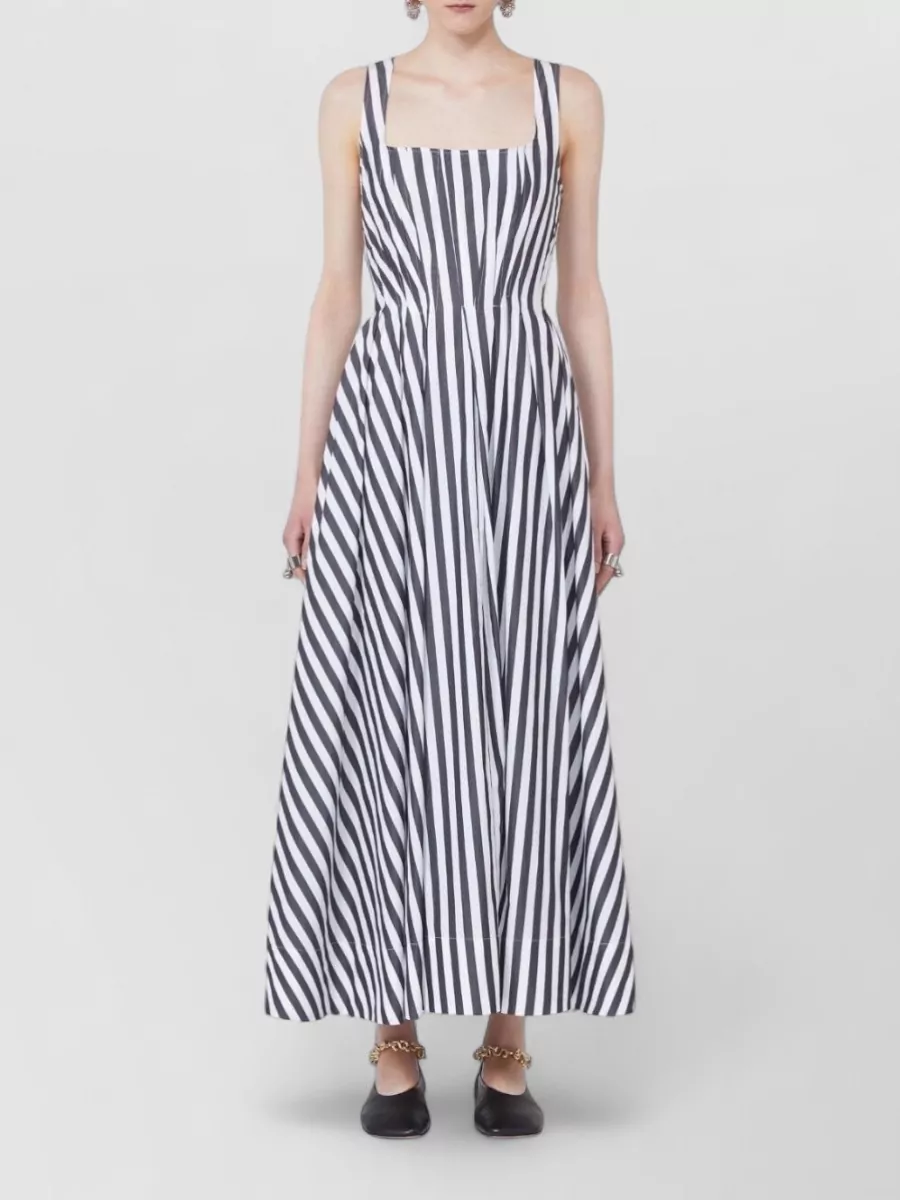Sportmax Cotton Poplin Square Neck Maxi Dress