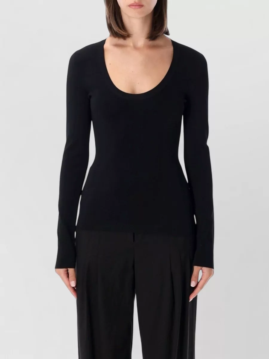 Stella Mccartney fine-knit slim-fit scoop-neck long-sleeve top