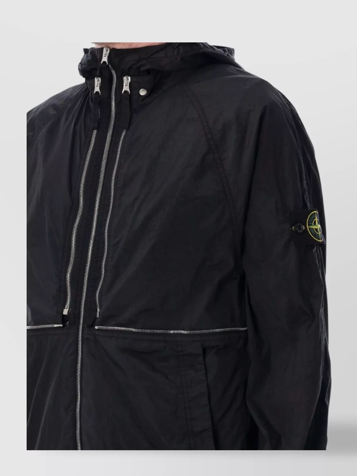 Stone Island Hooded Nylon Jacket Adjustable Drawstring