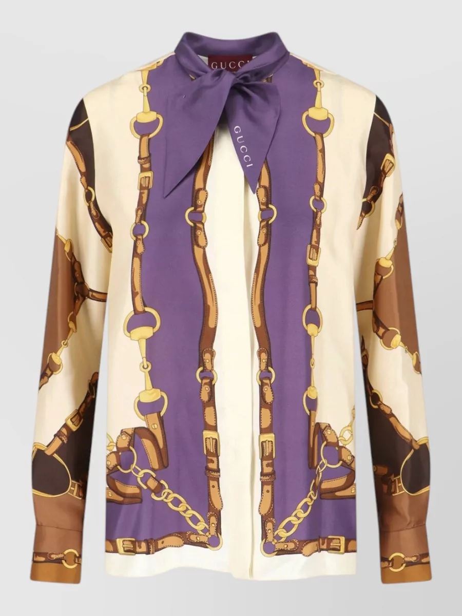Gucci silk printed long-sleeve shirt