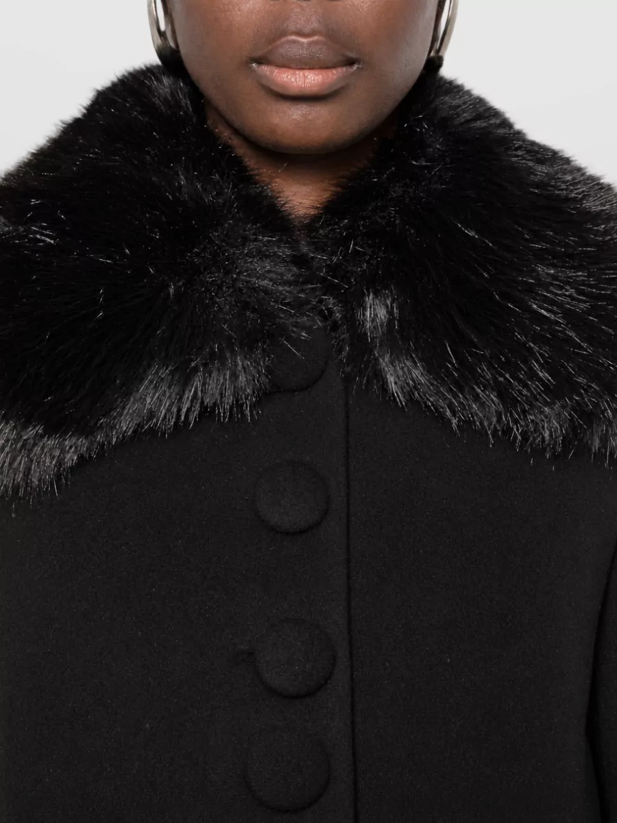 Self-Portrait Wool Faux Fur Trim Jacket