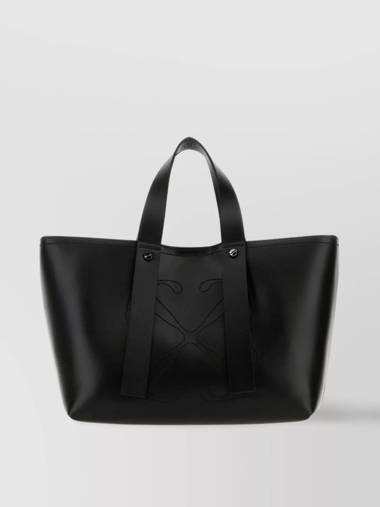 Off-white Black Leather Small Day Off Shopping Bag