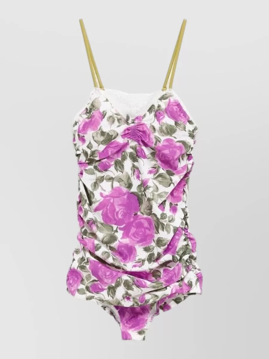Chloé Floral-Print V-Neck Bodysuit