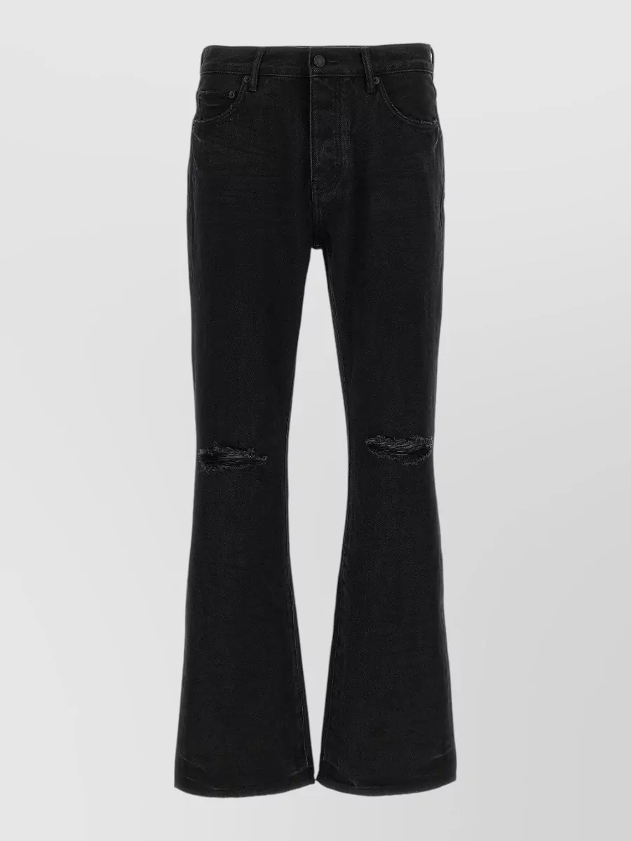 Purple denim mid-rise flared jeans