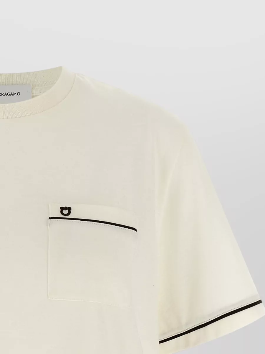 Ferragamo Gancini Crew Neck T Shirt Pocket Trim
