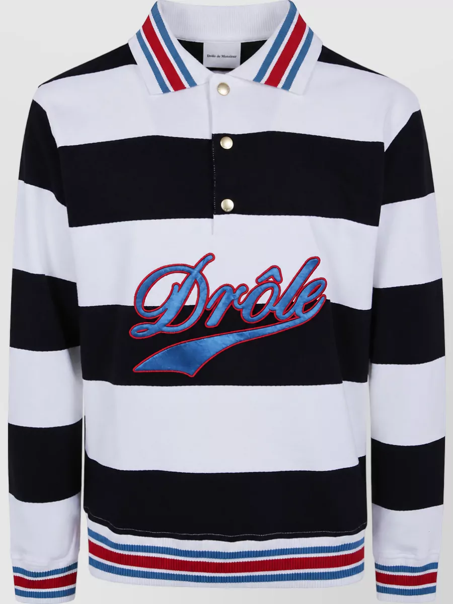 Drôle De Monsieur striped cotton polo shirt