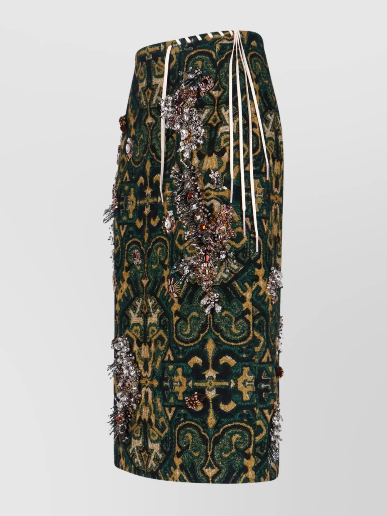 Dries Van Noten Midi Skirt With Embellished Design And Side Slit