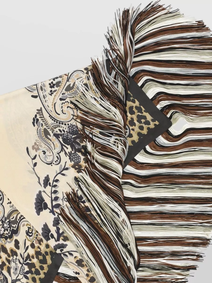 Etro Silk Fringed Triangular Scarf