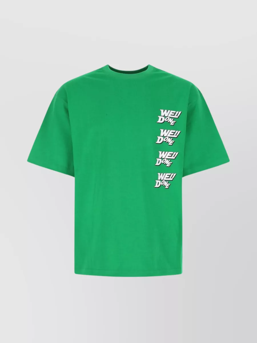 Shop We11 Done Cotton Crew Neck Oversize T-shirt In Green