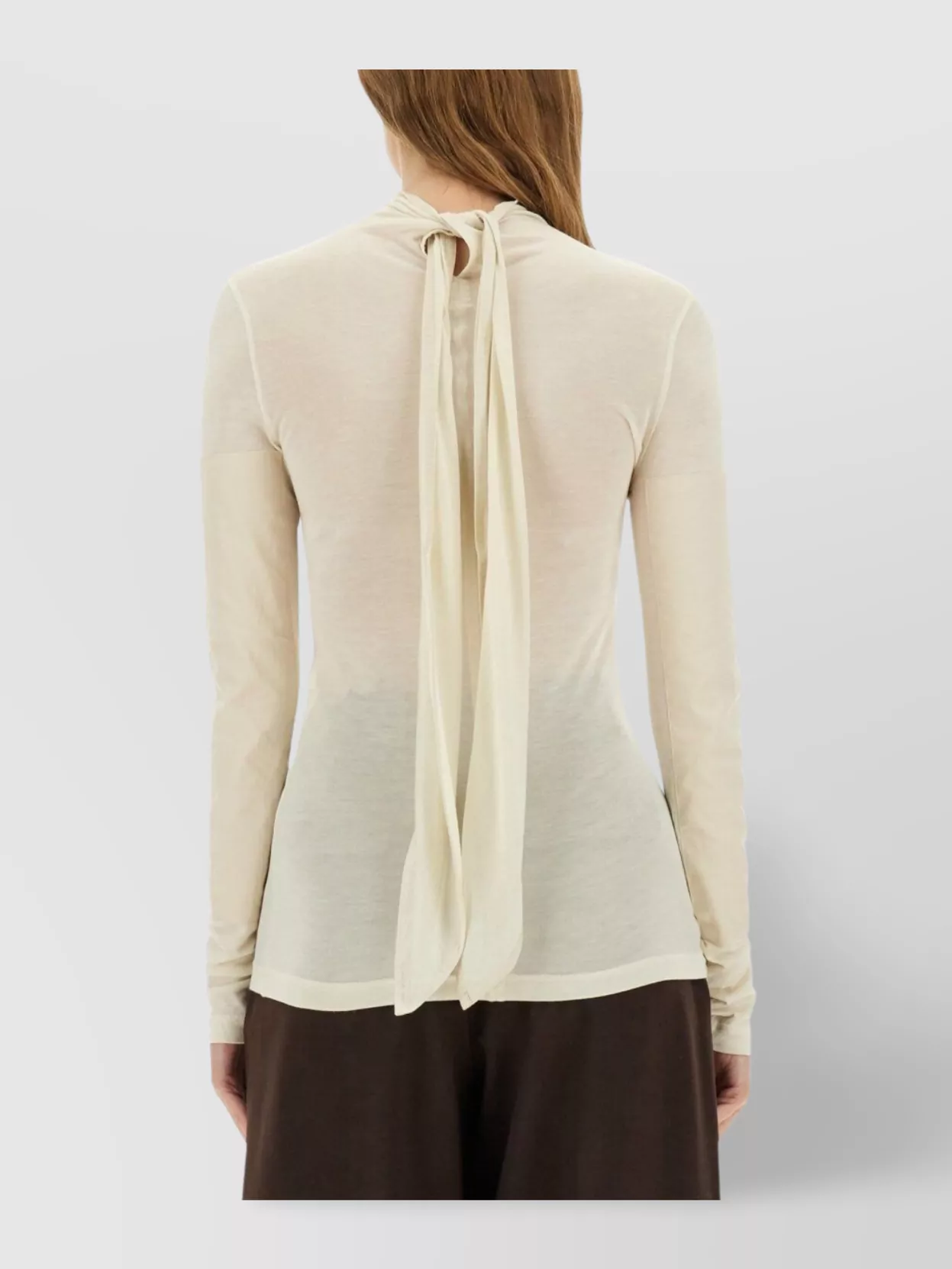 Lemaire Fitted Long Sleeve Sheer Mock Neck Top