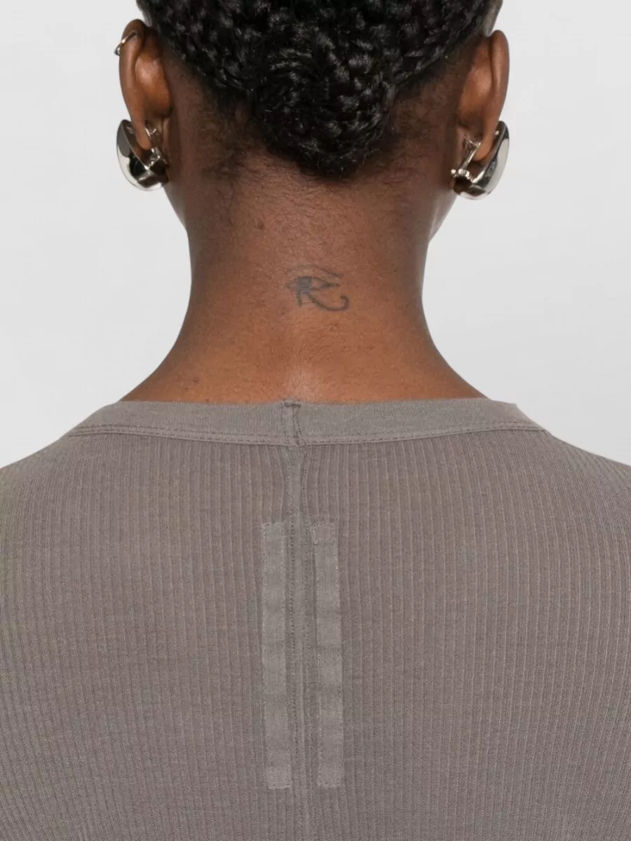 Rick Owens Long Ribbed Dress Crew Neck Sheer