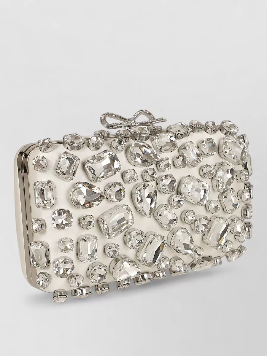 Self-Portrait Diamante Mini Satin Crystal-Embellished Clutch Bag