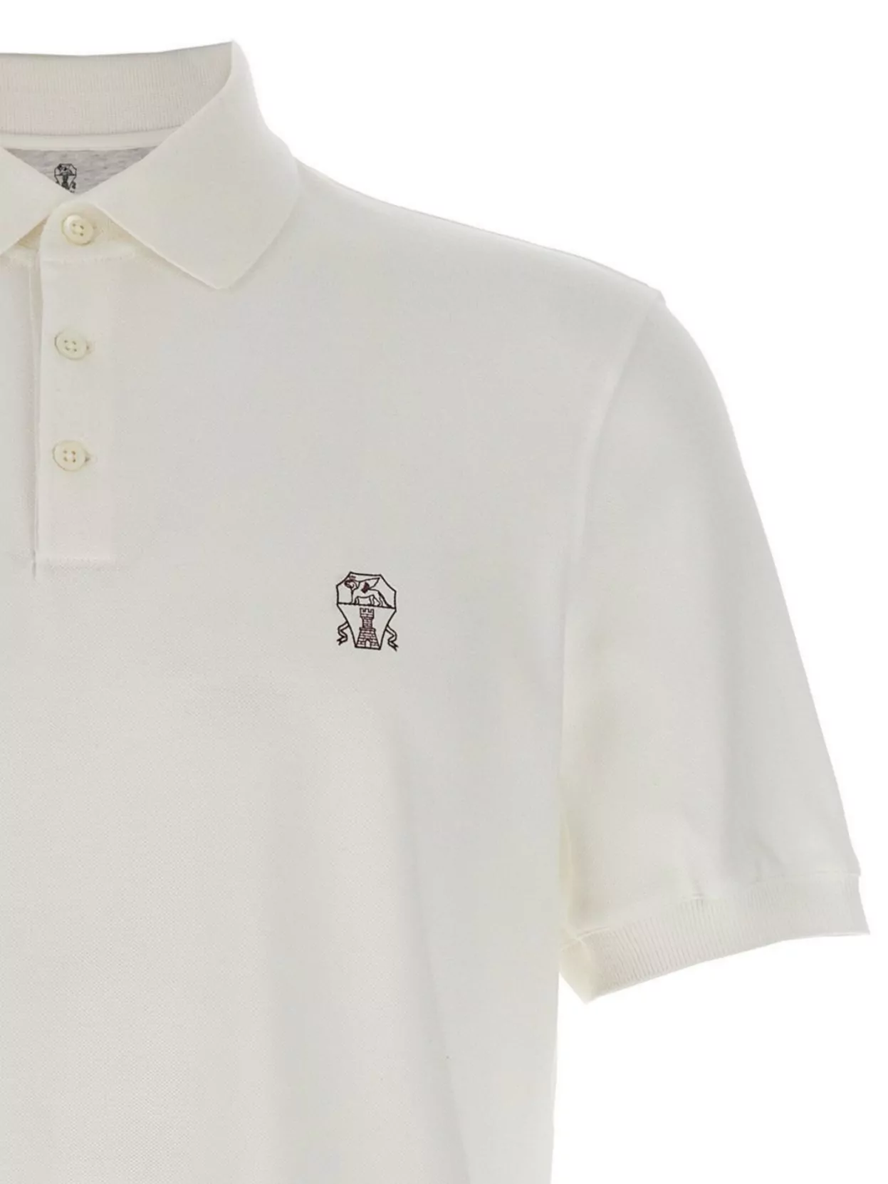 Brunello Cucinelli Ribbed Collar Short Sleeves Polo Shirt In White