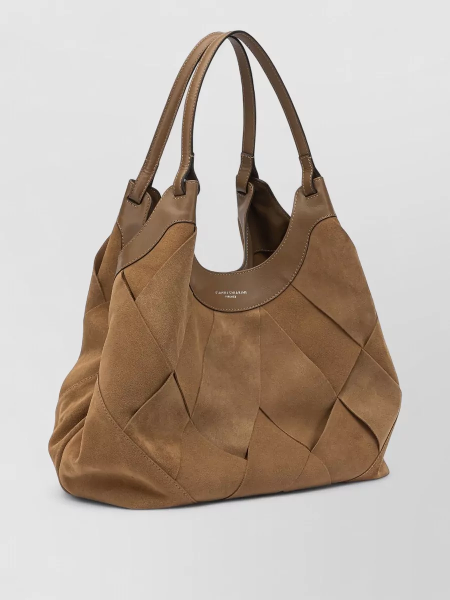 Gianni Chiarini Quilted Suede Shoulder Bags With Top Handles