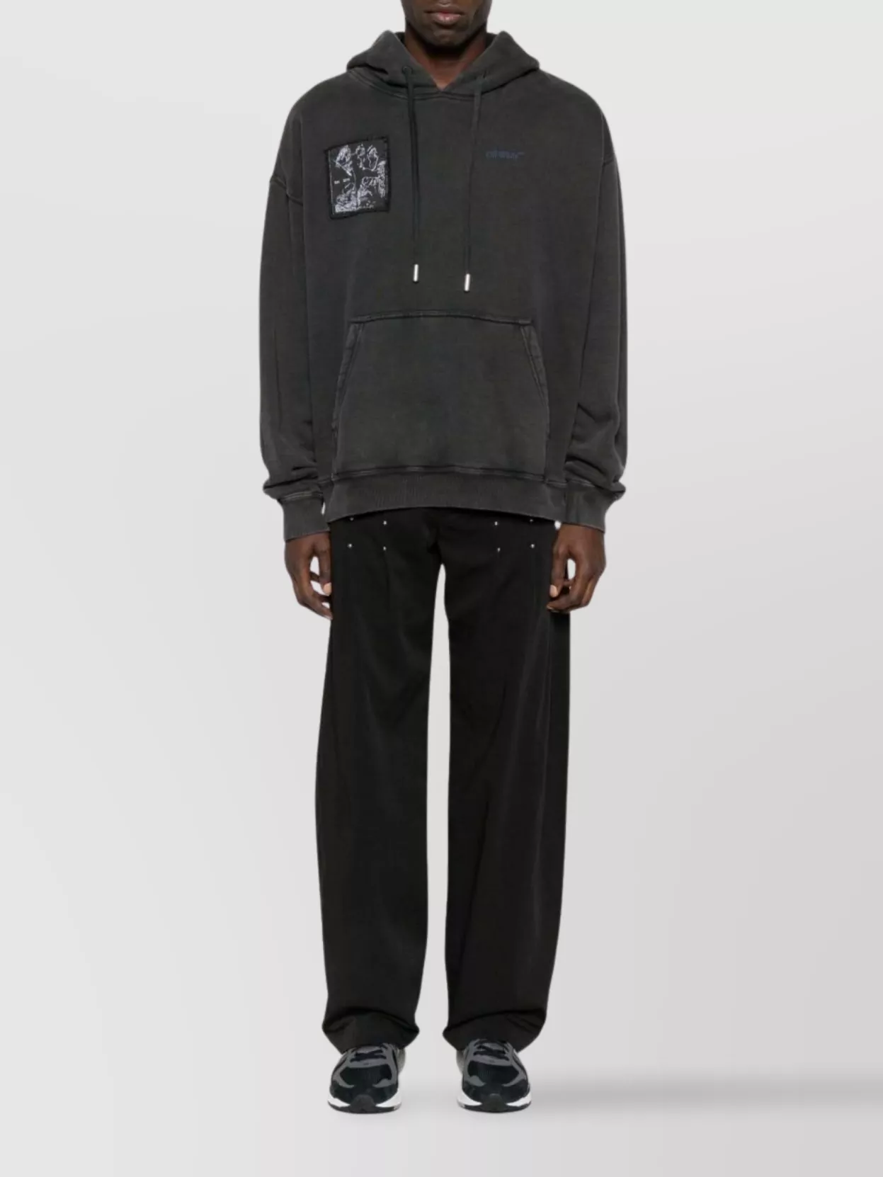 Off-white Graphic Print Hooded Cotton Sweatshirt In Black