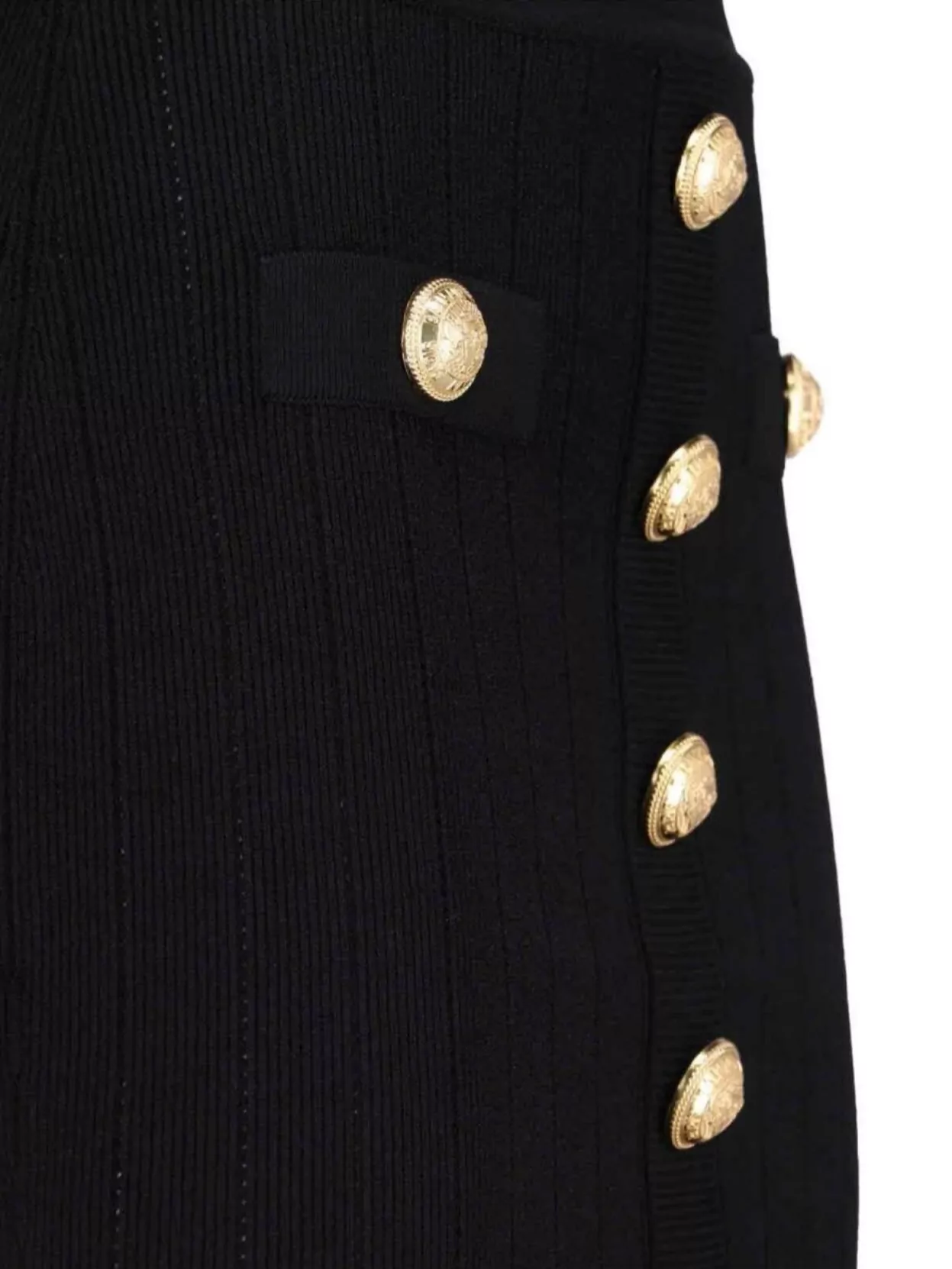 Balmain Buttoned High-waist Ribbed Skirts In Black