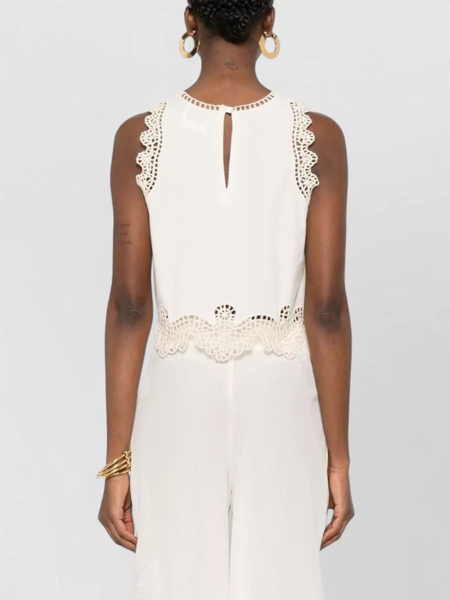 Forte Forte Cotton Top Sleeveless Cropped Crochet Keyhole