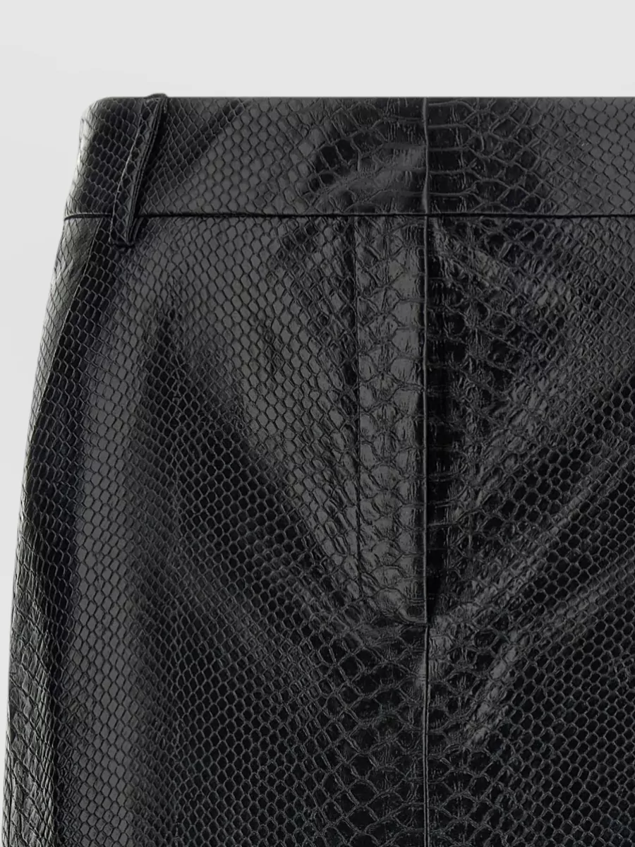 The Andamane Faux Leather Snake-Effect Embossed Midi Pencil Skirt