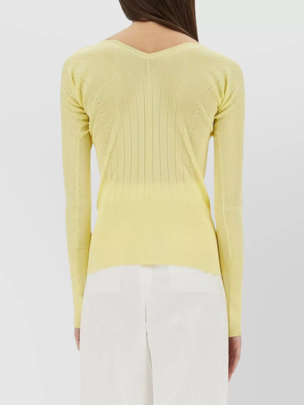 Jacquemus Slim Fit V-Neckline Long Sleeves Ribbed Hem