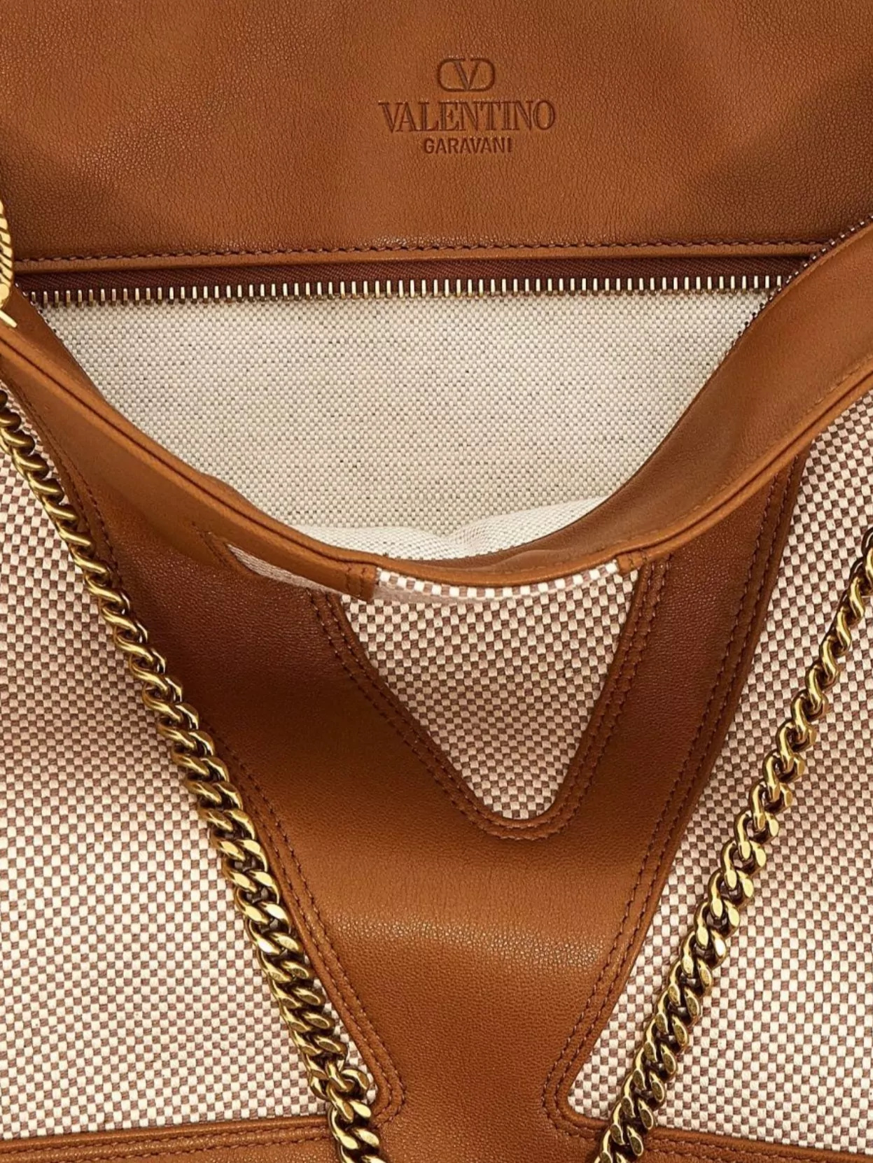 Valentino Garavani 'Viva Superstar' Chain Strap Textured Shopping Bag