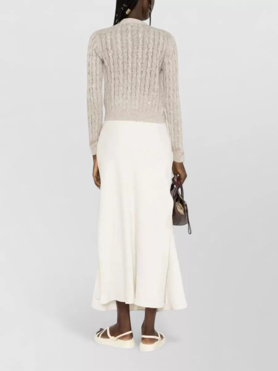 Brunello Cucinelli High Waisted Midi Skirt Side Slit