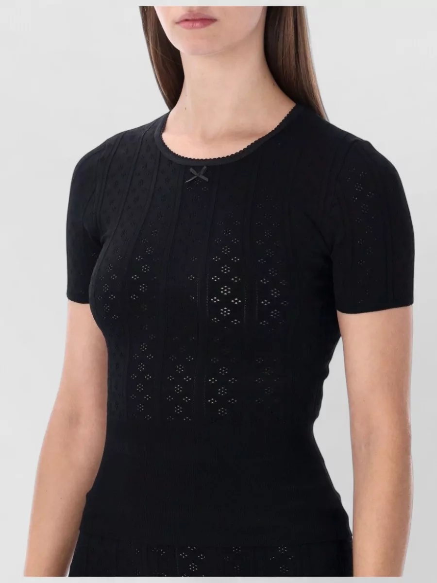 Jw Anderson Pointelle Knit Fitted Short-Sleeve T-Shirt