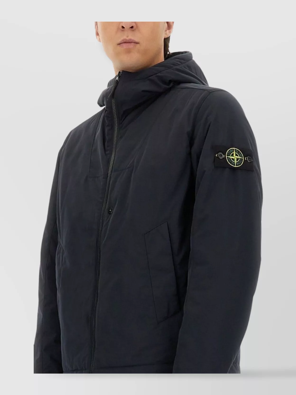 Stone Island Hooded Quilted Jacket Side Pockets