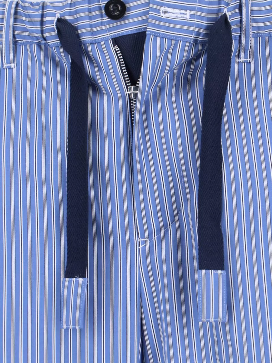 Sacai Straight Trousers Drawstring Waist Striped Pattern