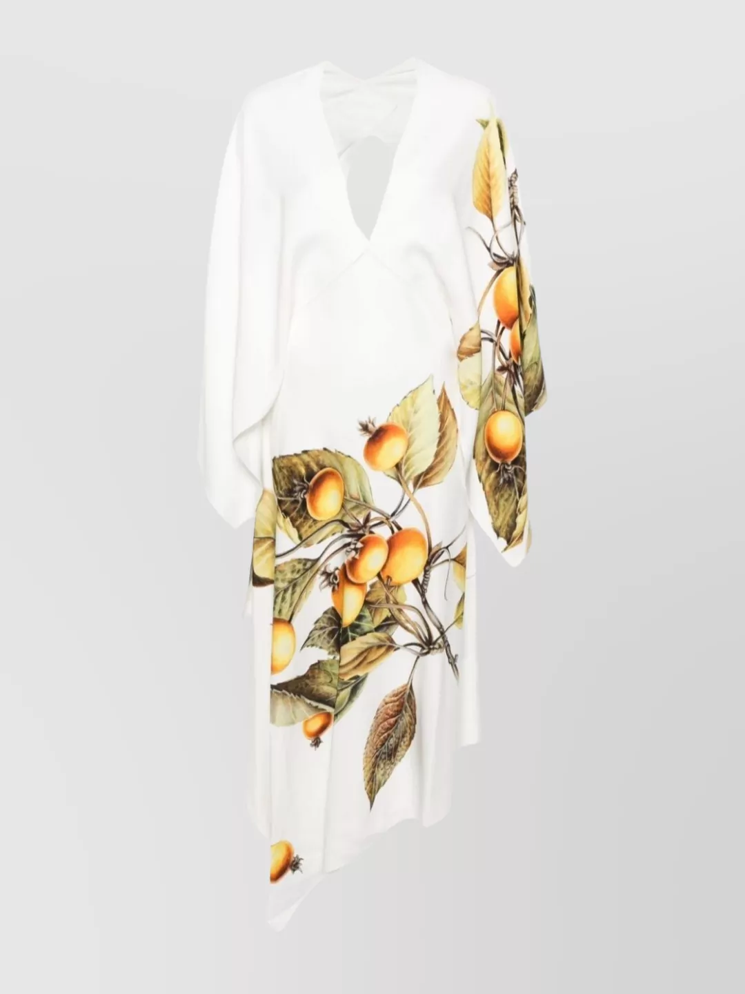 Shop Ferragamo Asymmetric Hem Draped Sleeves Dress In White