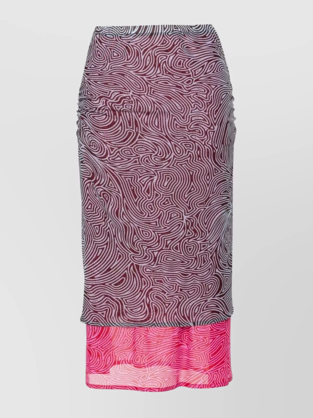 Dries Van Noten Abstract Layered Midi Skirt Turtleneck In Pink