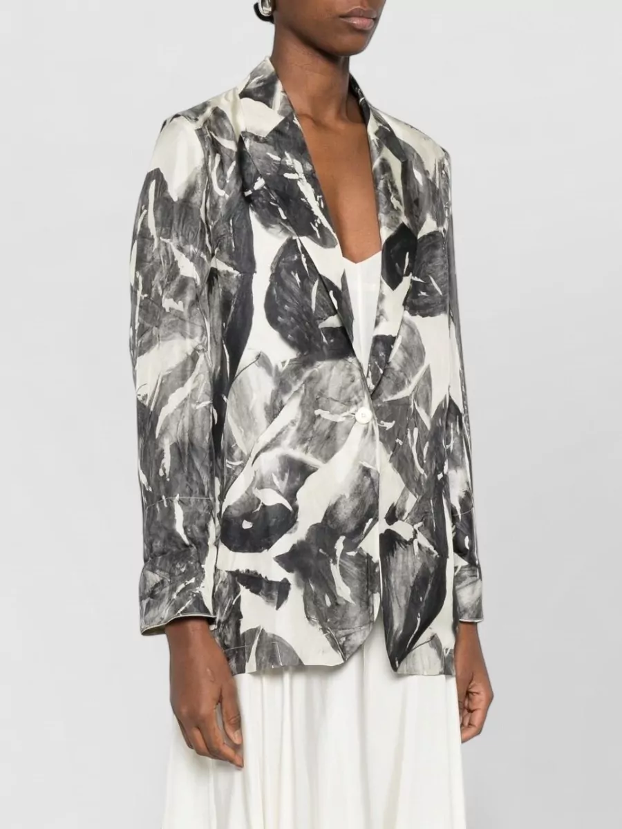Alysi Silk Printed Single-Breasted Blazer