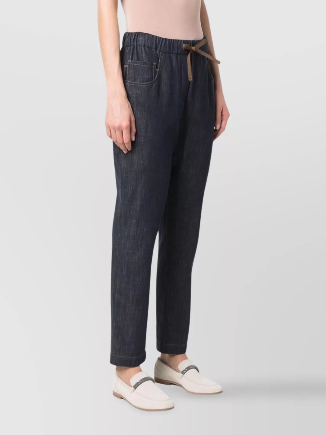 Brunello Cucinelli Cropped Straight Leg Denim Trousers