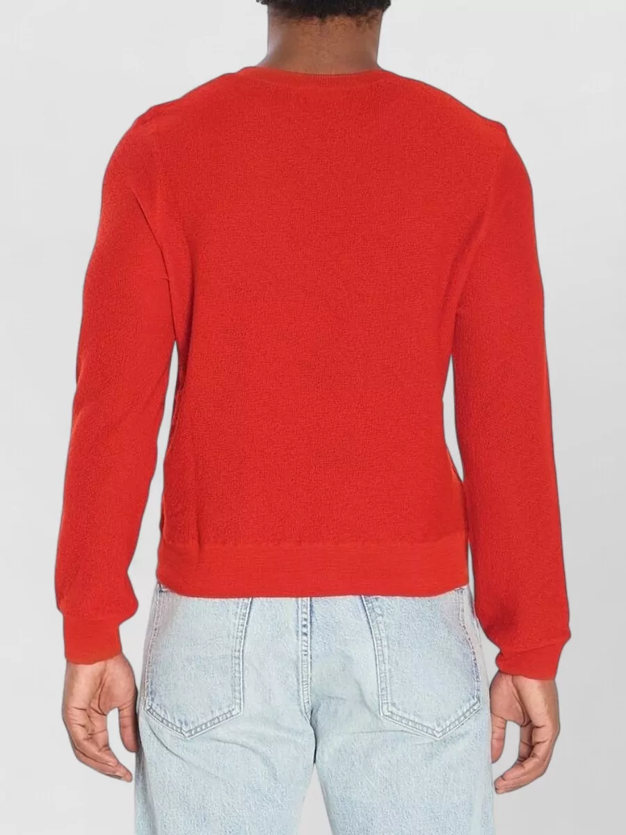 Celine Ribbed Trim Wool Crew Neck Sweater