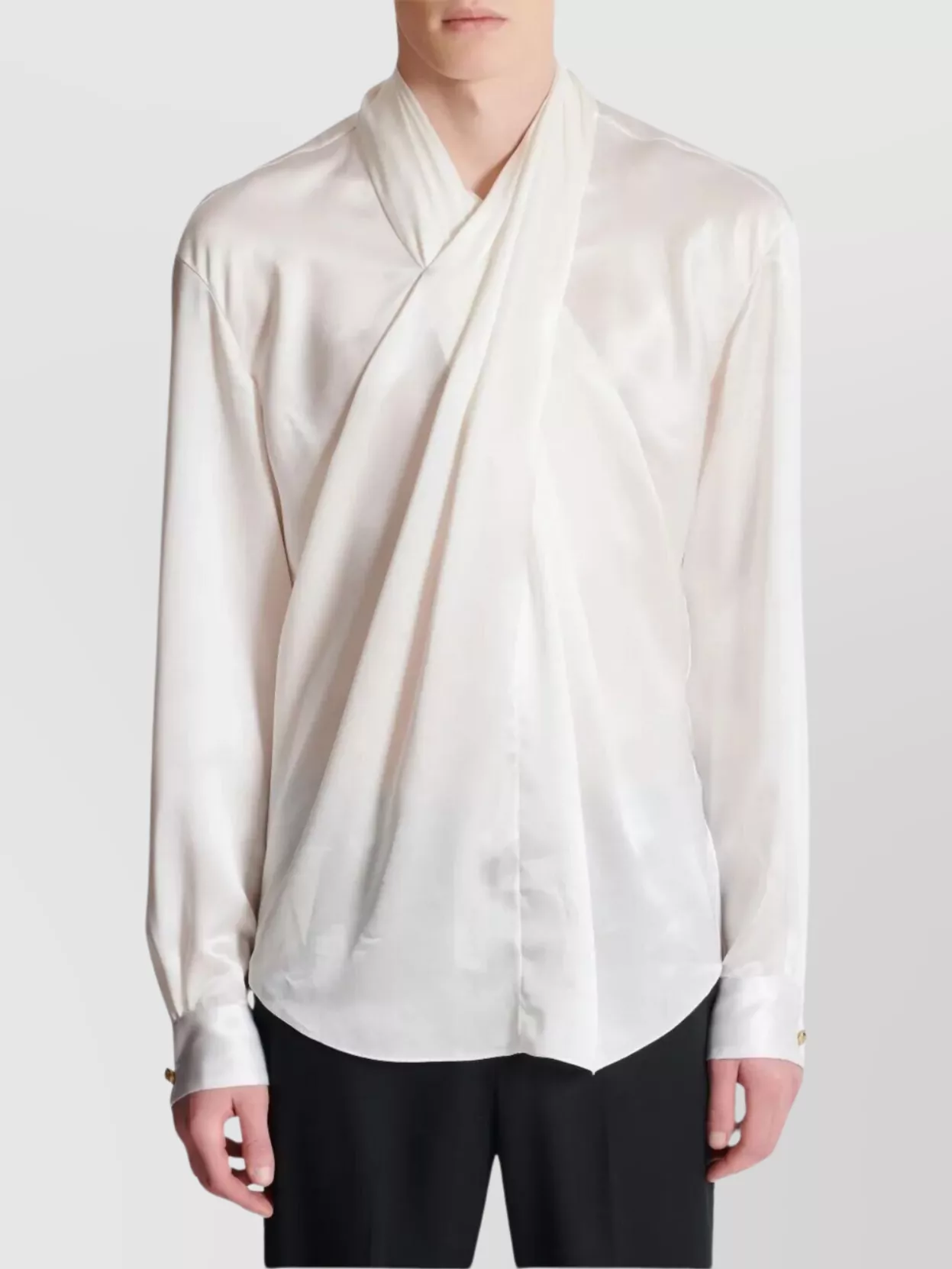 Balmain Silk Shirt Fluide Croisé