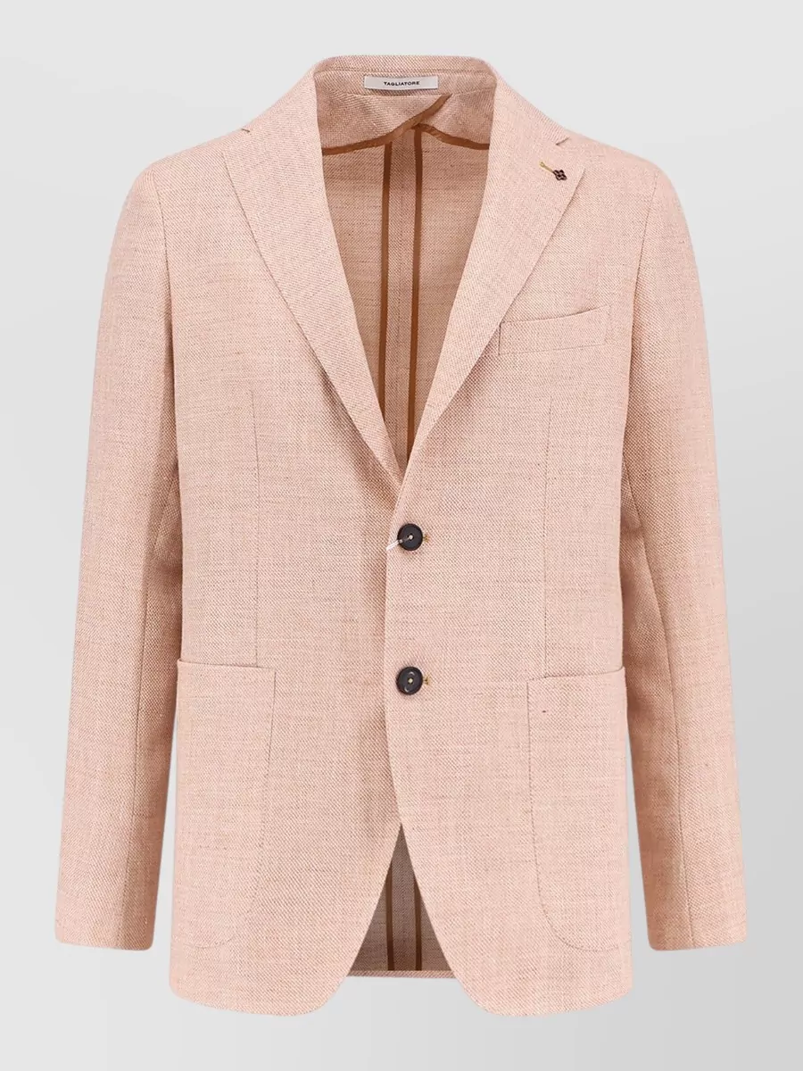 Tagliatore Single-breasted linen blend blazer
