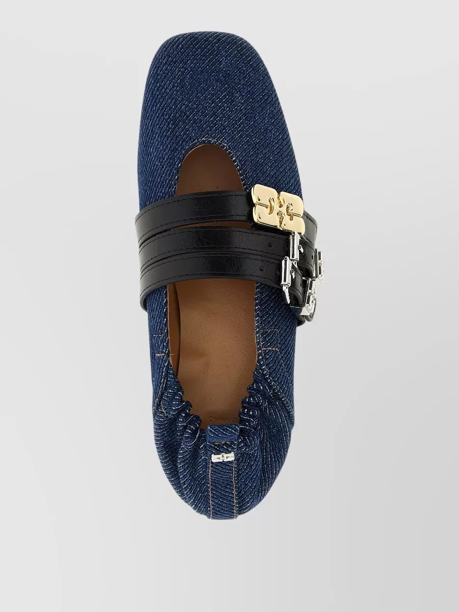 Ganni Denim Strap Ballerina Shoes