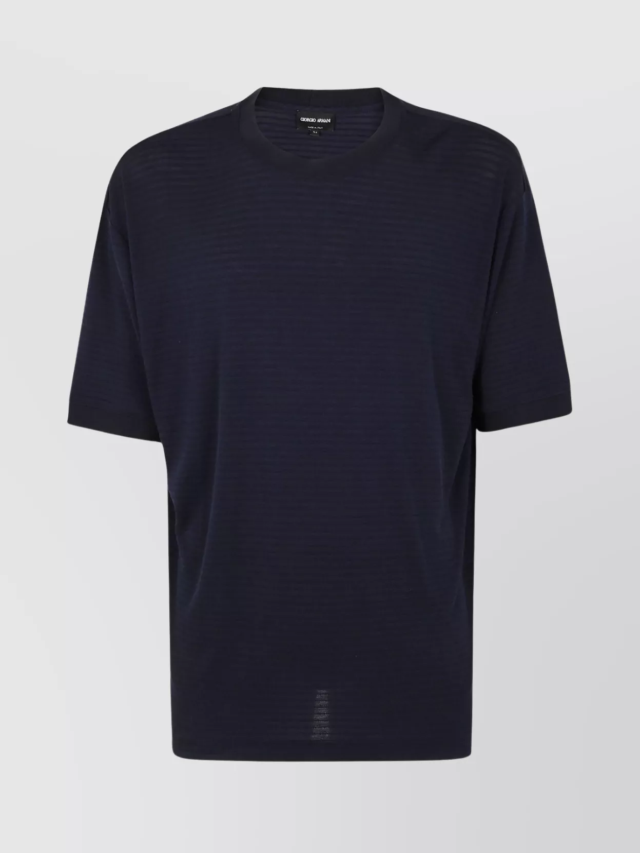 Giorgio Armani Striped Crew Neck T-shirt In Blue