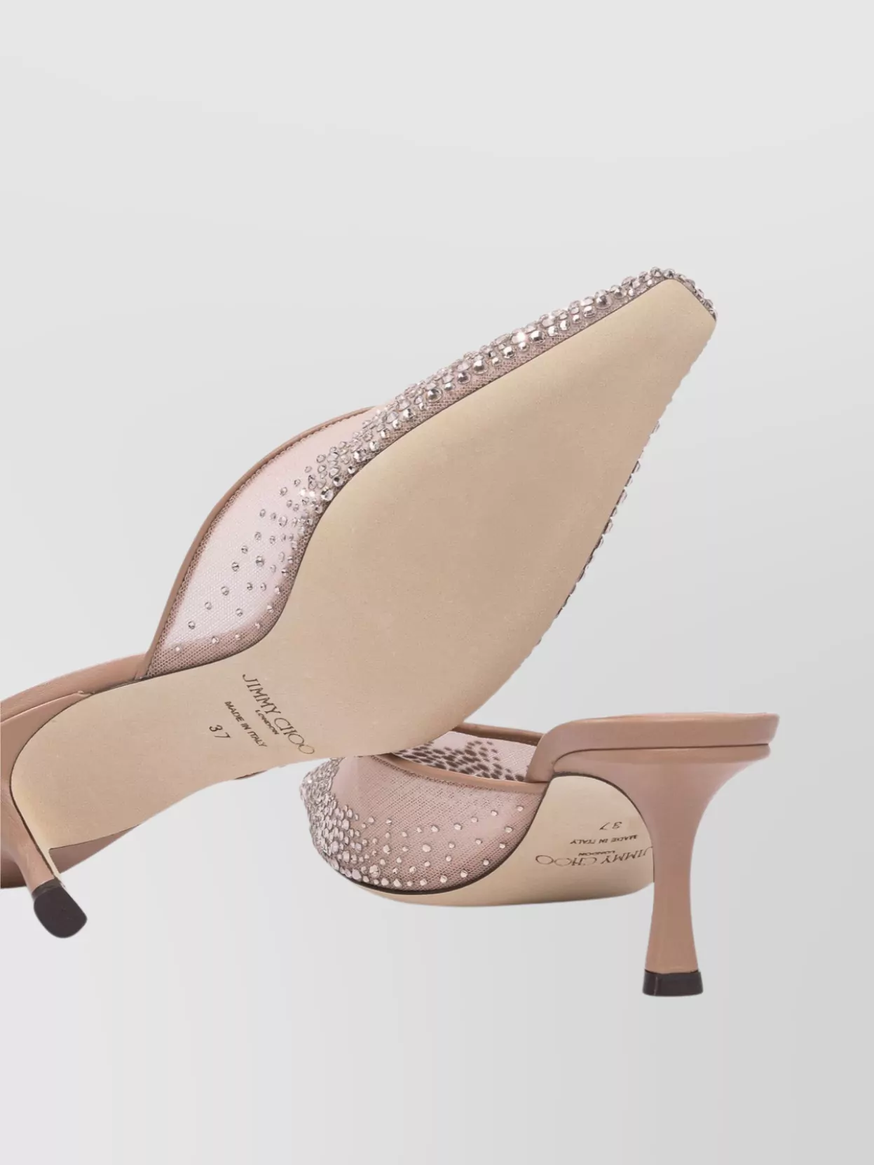 Jimmy Choo Embellished Mesh Pointed Toe Sandals