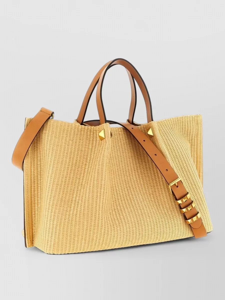 Valentino Garavani Vlogo Signature Medium Raffia Beach Bag