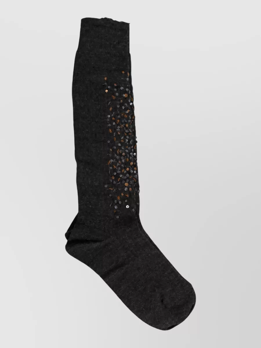 Dolce&Gabbana Sequined Wool Knee-High Socks