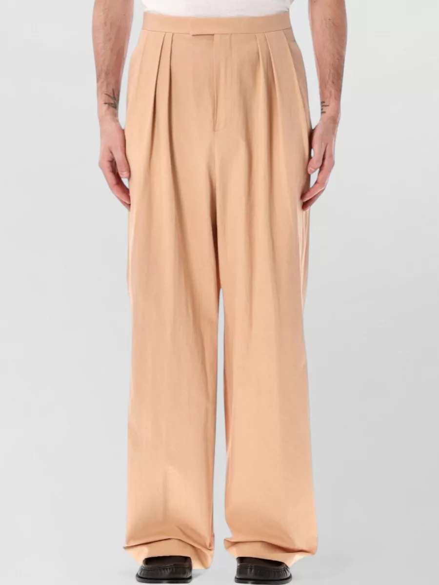 Dries Van Noten Cotton pleated high-rise wide-leg trousers
