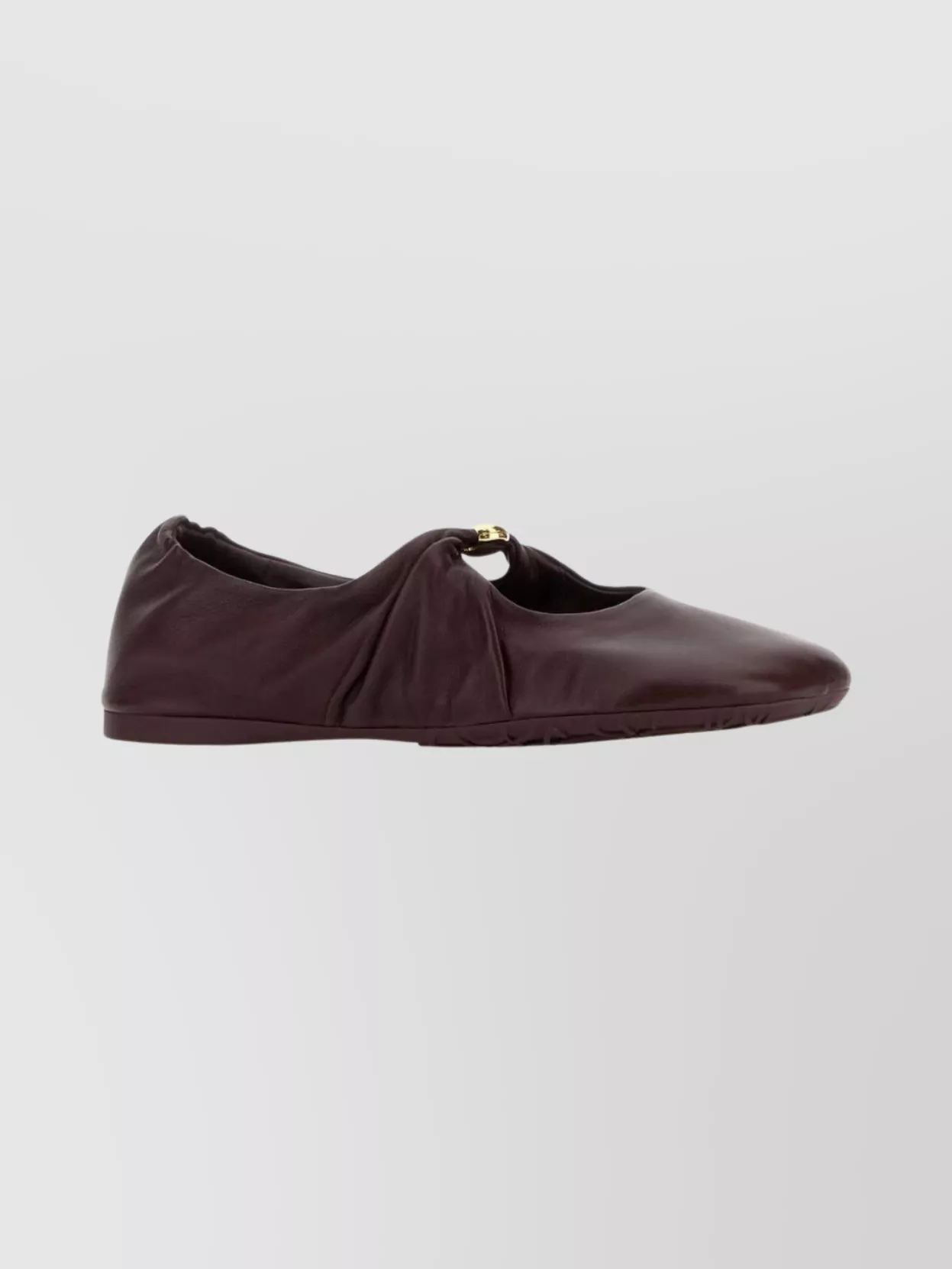 Loewe Nappa Leather Round Toe Ballerina Shoes In Brown