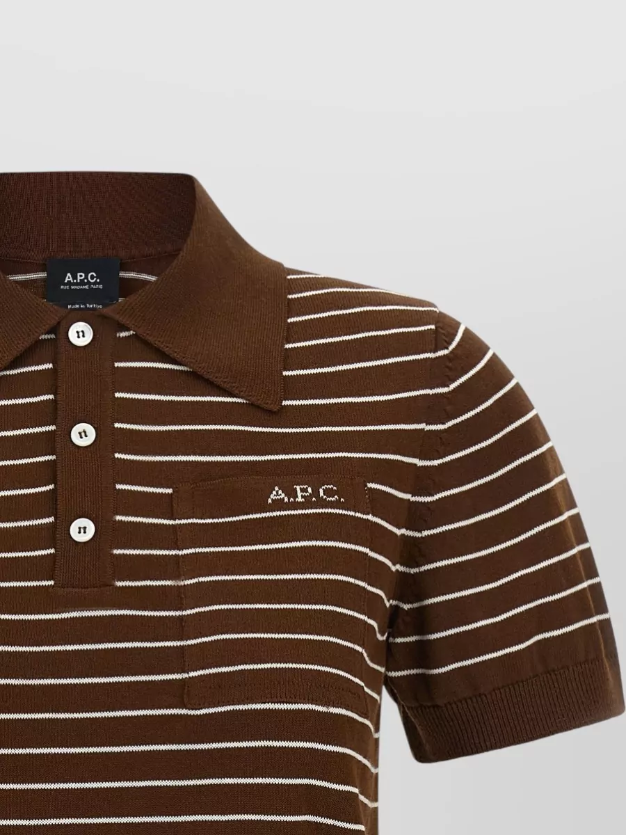 A.p.c. Striped Fine-Knit Polo Shirt