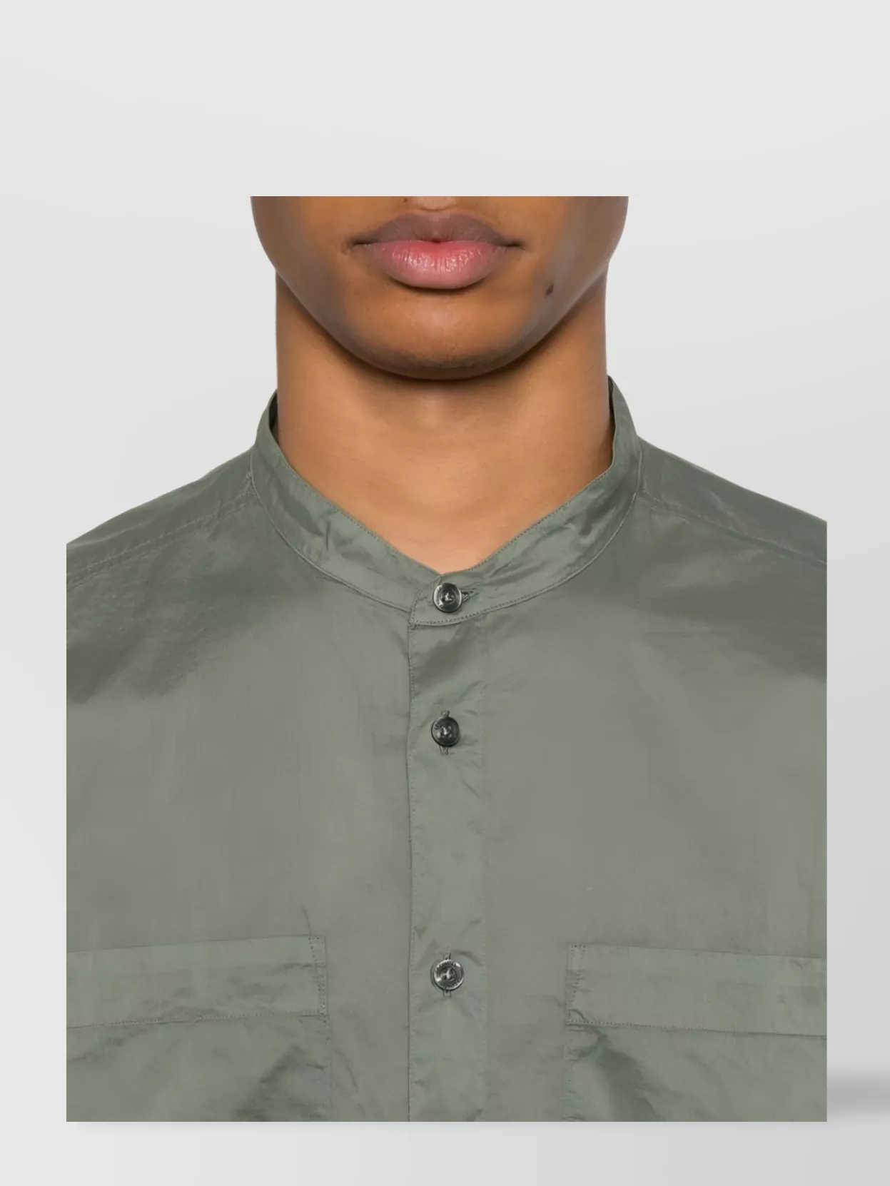 C.p. Company Mandarin Collar Shirt Chest Pockets