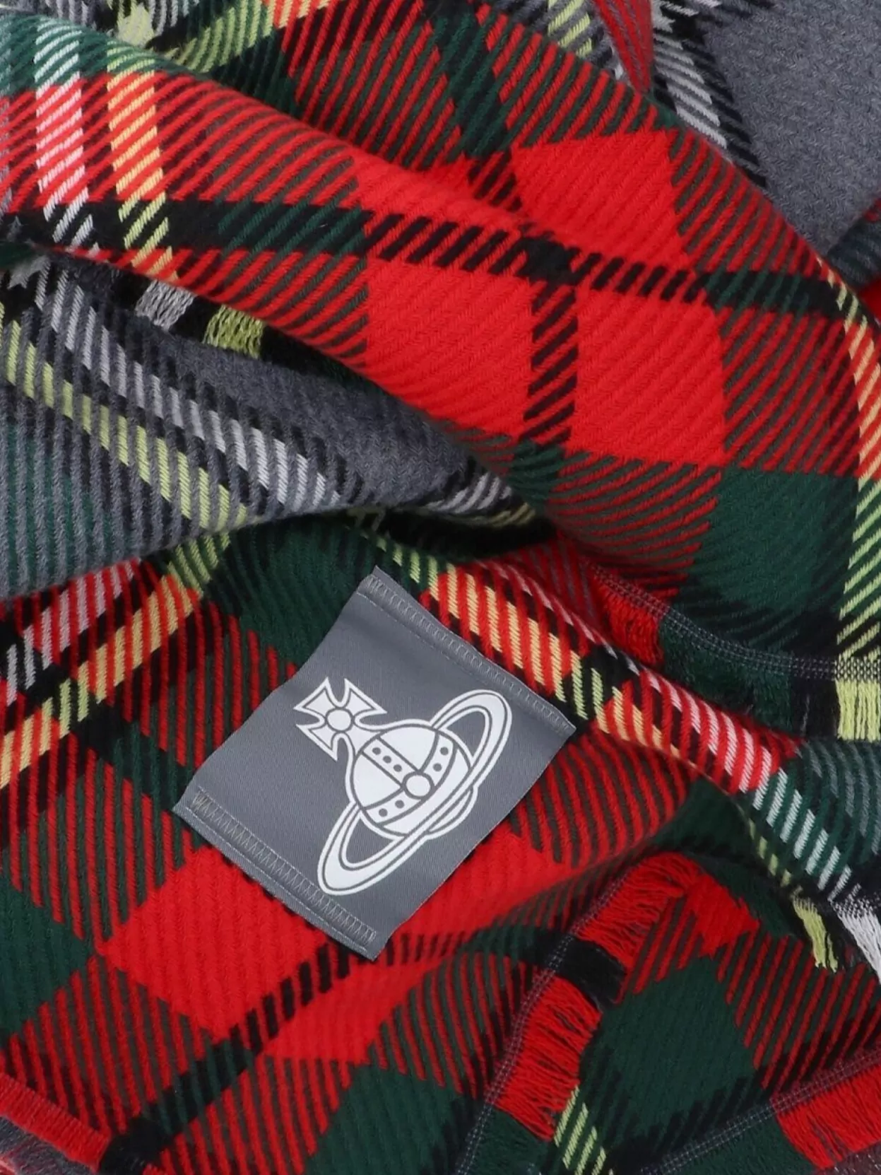 Vivienne Westwood Fringed Plaid Pattern Scarf Accessory