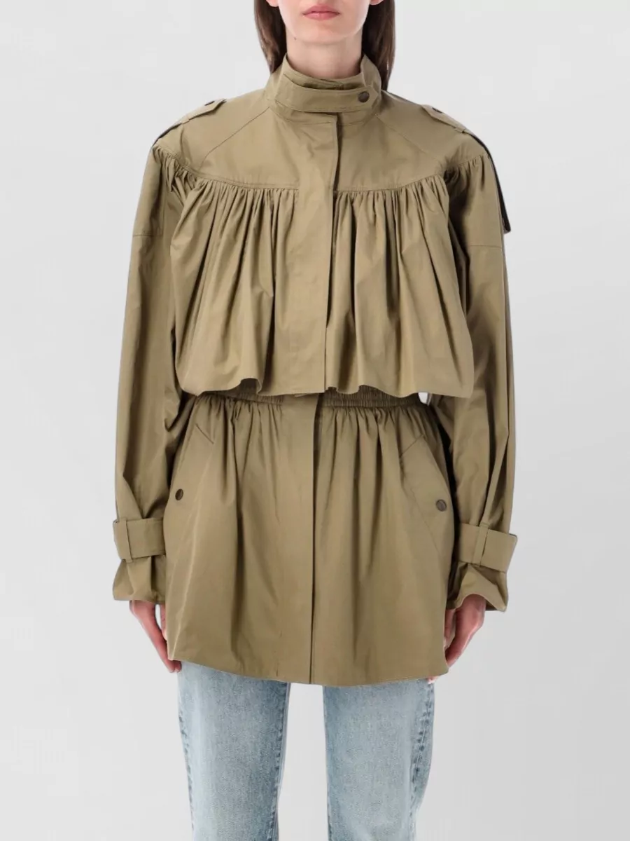 Chloé cotton high-neck gathered trench coat