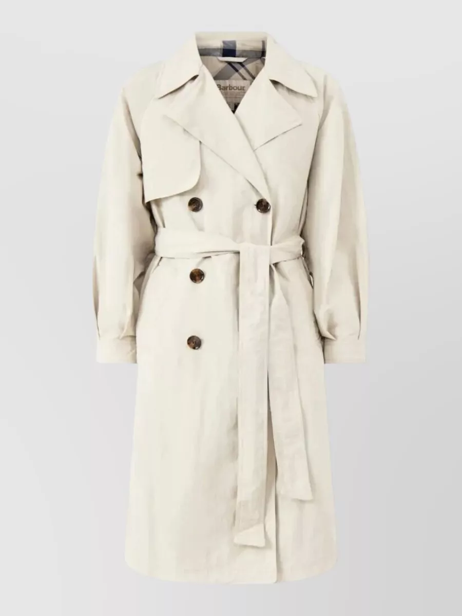Barbour showerproof double-breasted belted trench coat